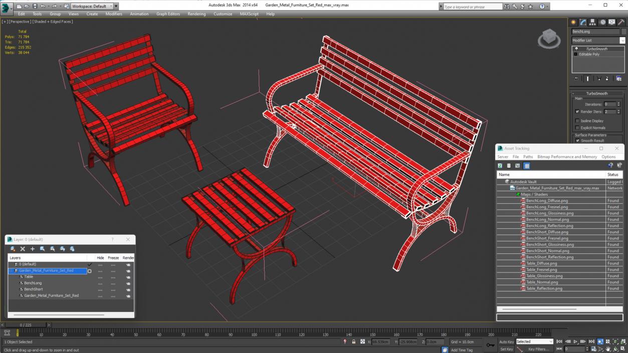 3D model Garden Metal Furniture Set Red