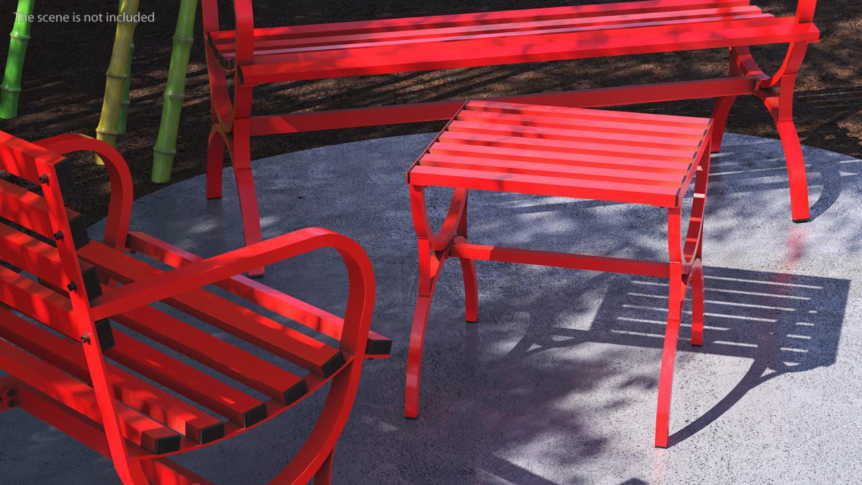 3D model Garden Metal Furniture Set Red