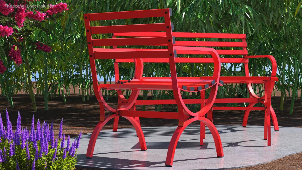 3D model Garden Metal Furniture Set Red