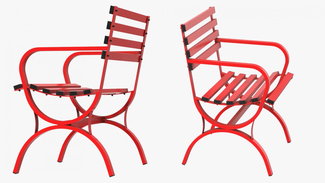 3D model Garden Metal Furniture Set Red