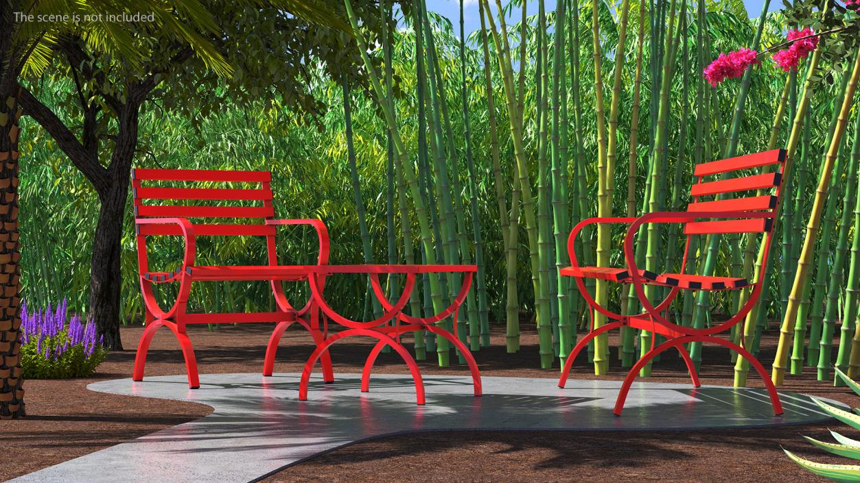 3D model Garden Metal Furniture Set Red