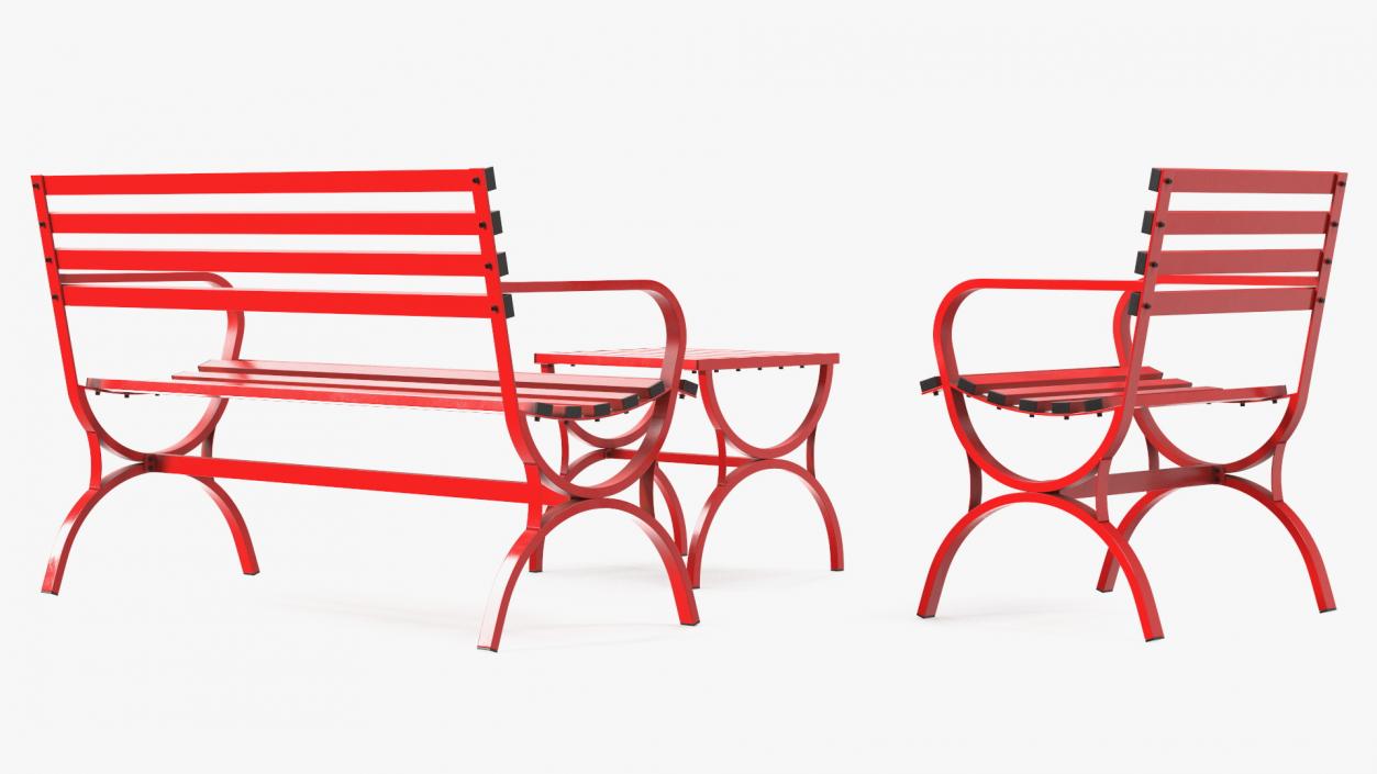 3D model Garden Metal Furniture Set Red