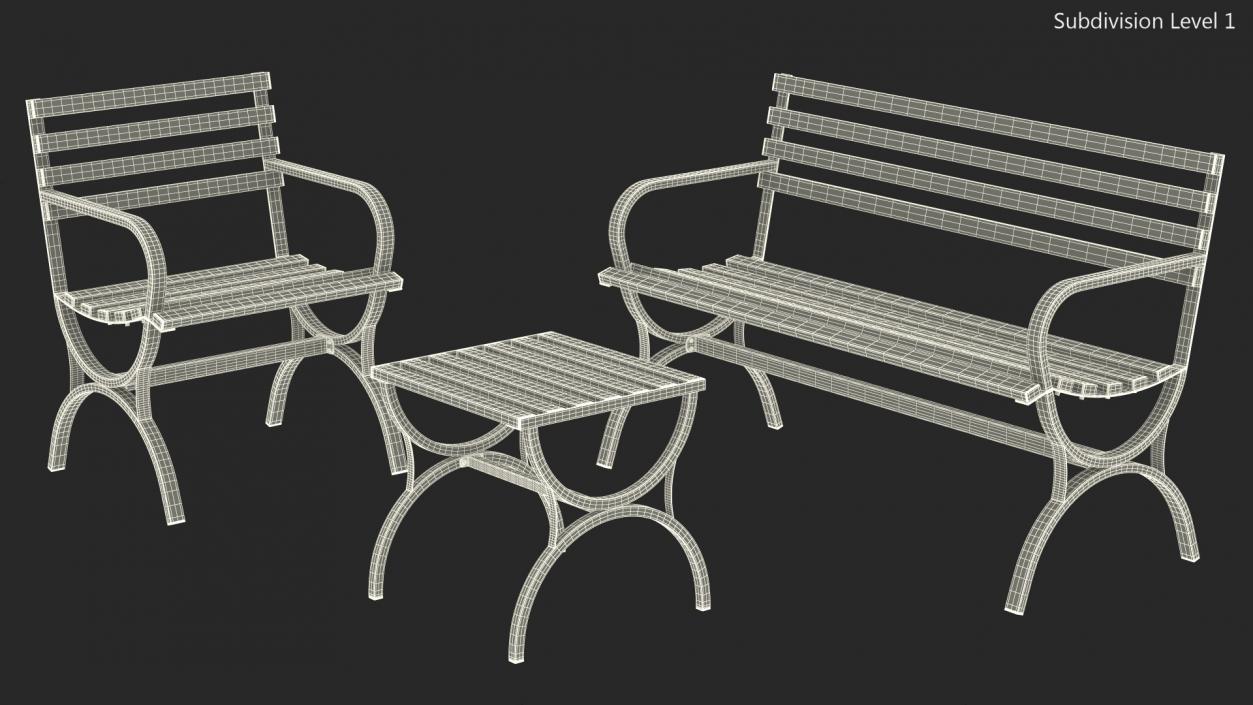 3D model Garden Metal Furniture Set Red