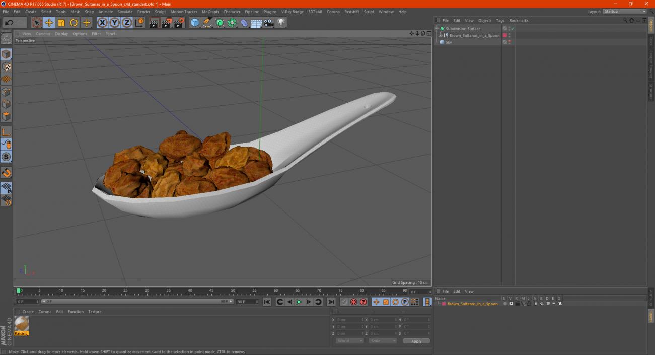 3D model Brown Sultanas in a Spoon