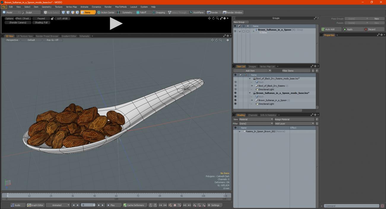 3D model Brown Sultanas in a Spoon