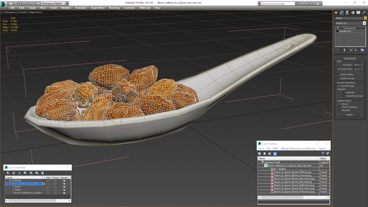 3D model Brown Sultanas in a Spoon