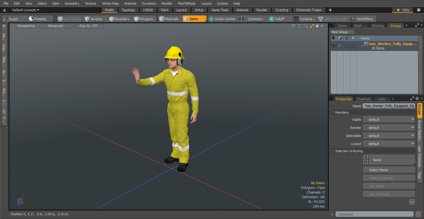 Gas Worker Fully Equipped Standing Pose 3D model