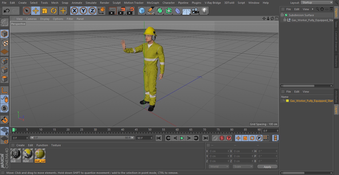 Gas Worker Fully Equipped Standing Pose 3D model