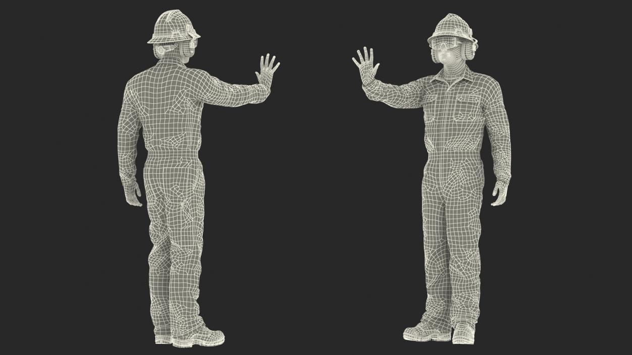 Gas Worker Fully Equipped Standing Pose 3D model