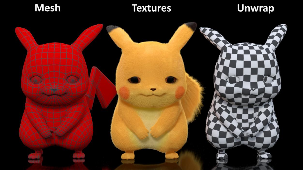 3D model Pikachu Character Sad Fur