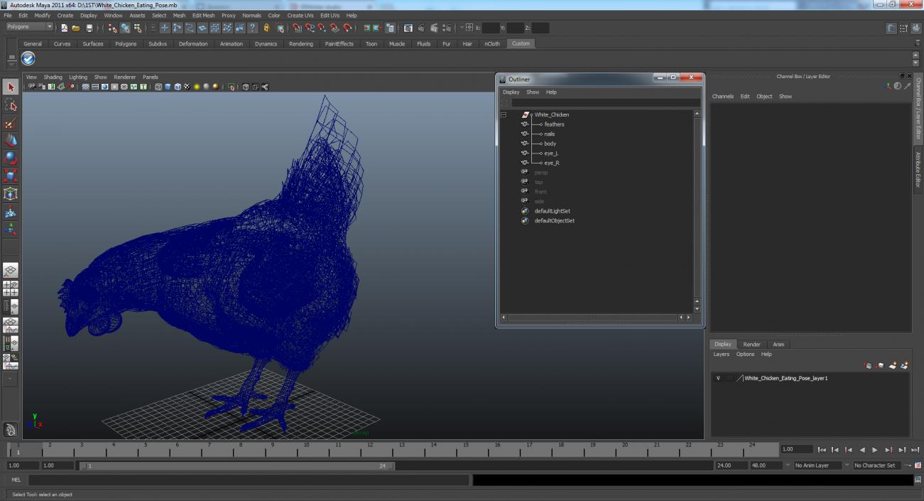 3D model White Chicken Eating Pose