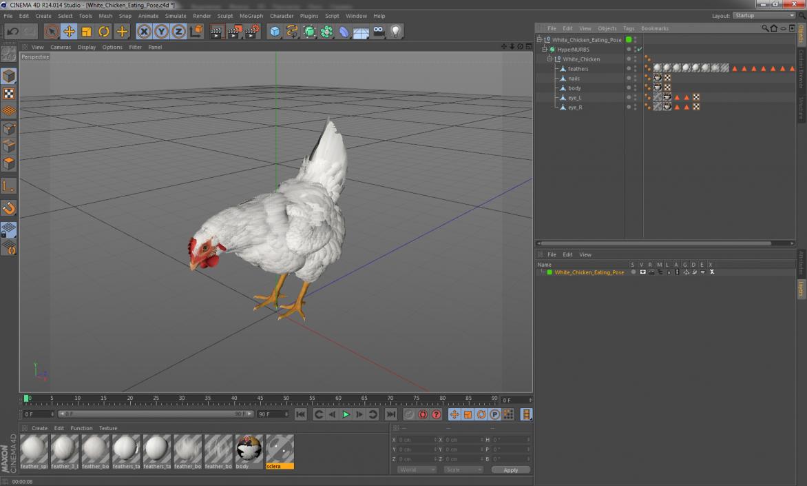 3D model White Chicken Eating Pose