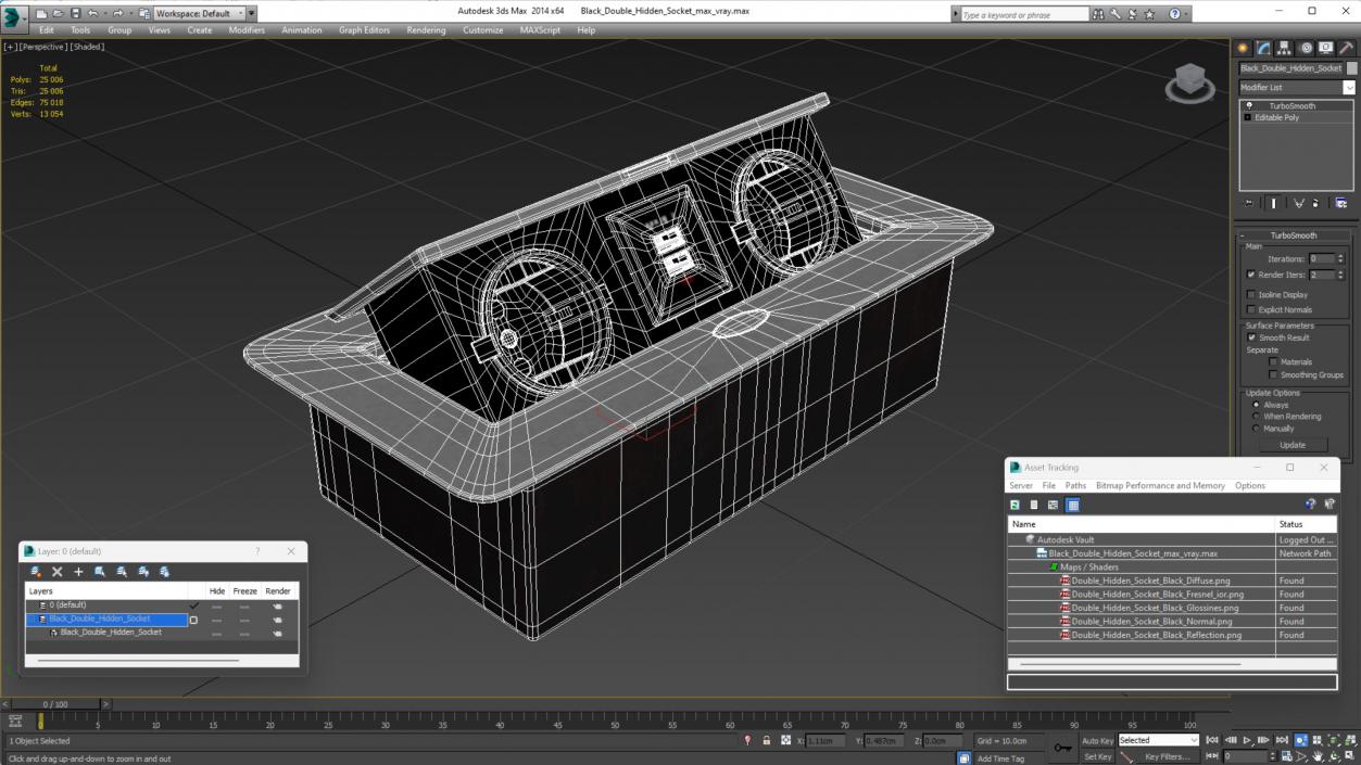 3D Black Double Hidden Socket