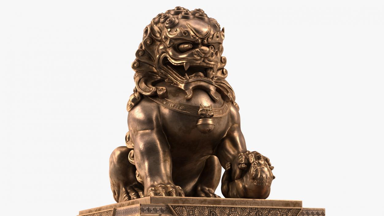 3D model Bronze Chinese Guardian Lion Statue