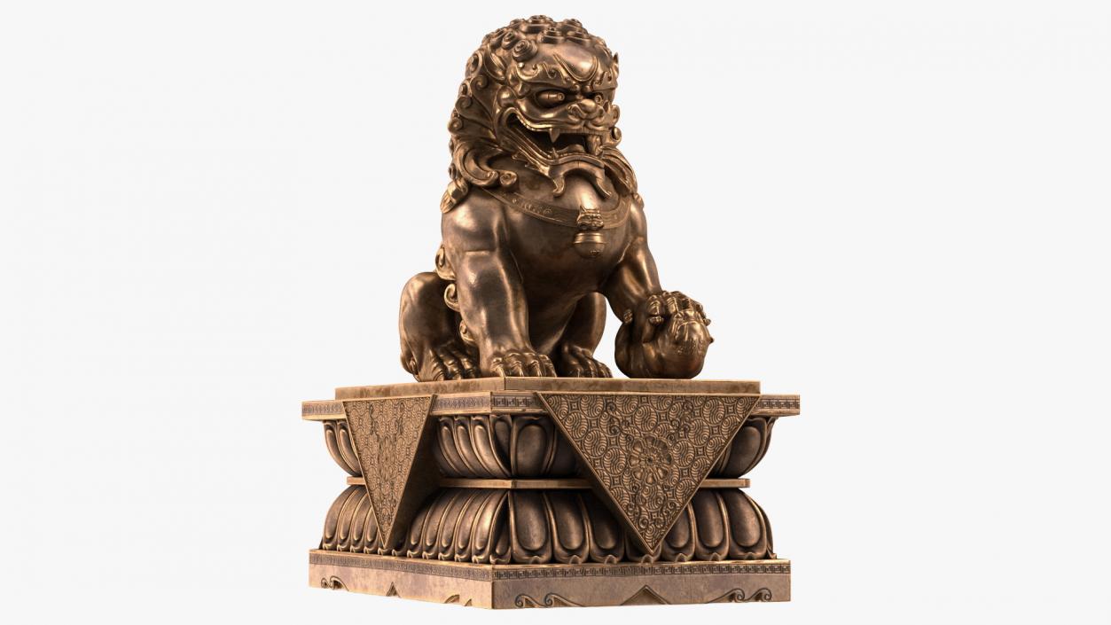 3D model Bronze Chinese Guardian Lion Statue