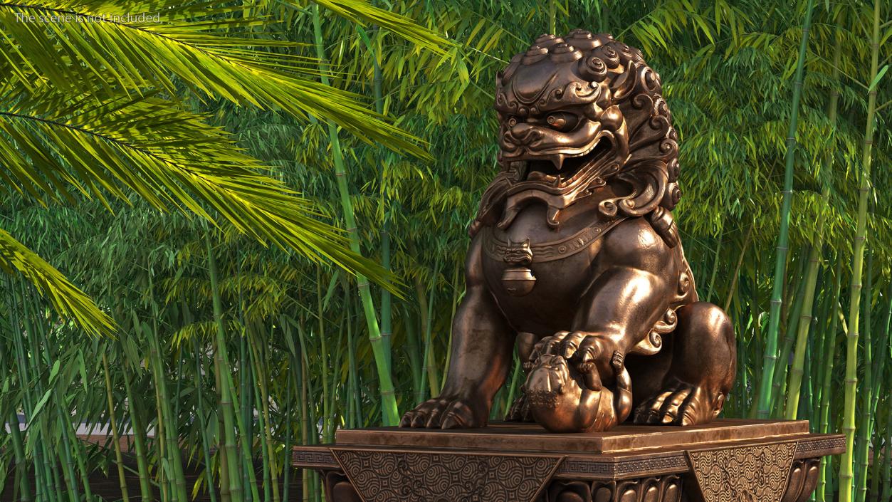 3D model Bronze Chinese Guardian Lion Statue