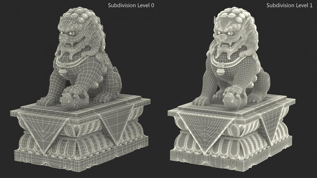 3D model Bronze Chinese Guardian Lion Statue