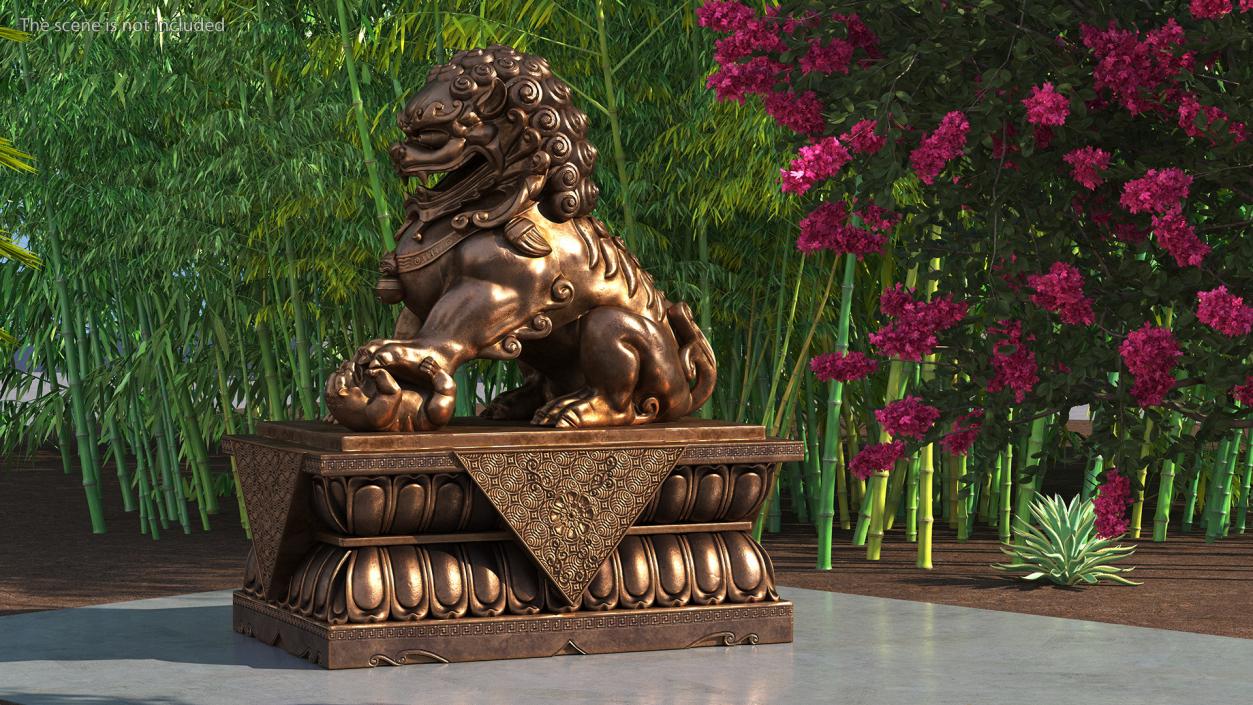 3D model Bronze Chinese Guardian Lion Statue