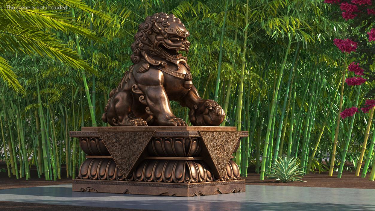 3D model Bronze Chinese Guardian Lion Statue