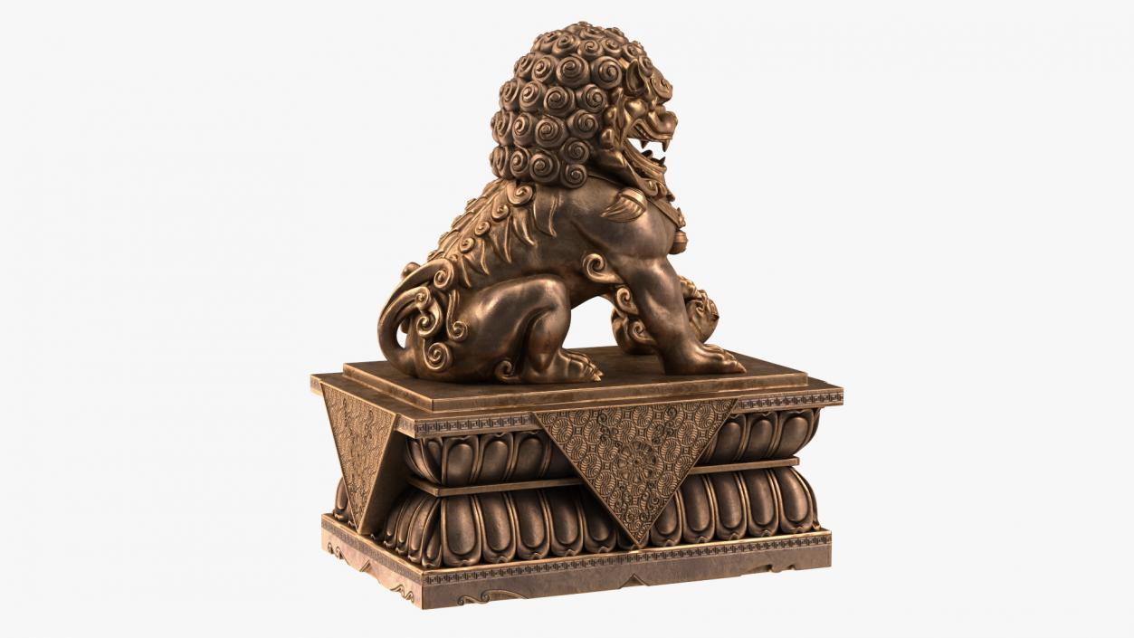 3D model Bronze Chinese Guardian Lion Statue