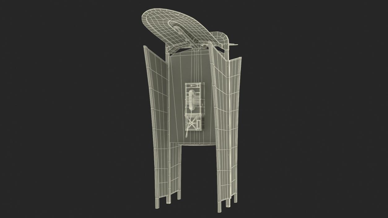 Glass Phone Booth Lights On 3D