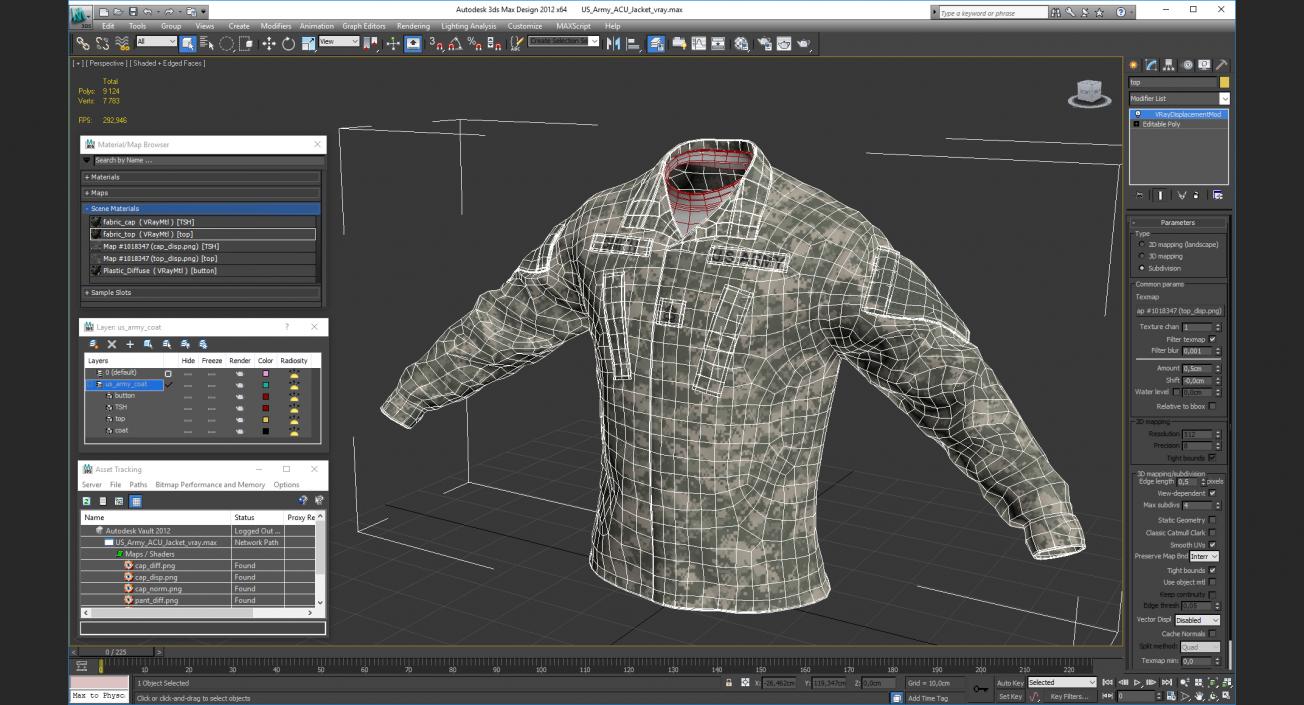 3D US Army ACU Jacket model