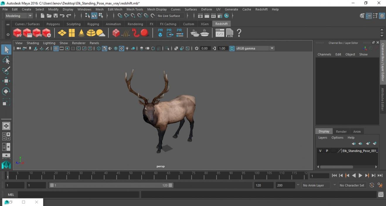 Elk Standing Pose 3D