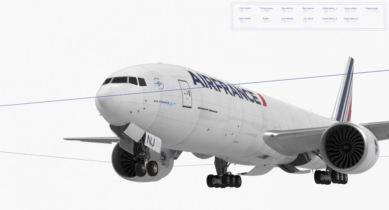 3D Boeing 777 Freighter Air France Rigged model