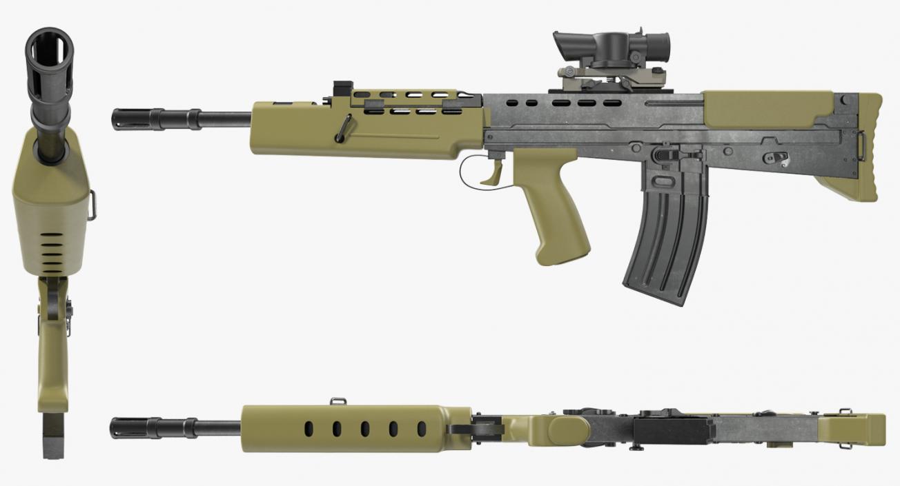 Assault Rifle L85A2 Scope Attached 3D model