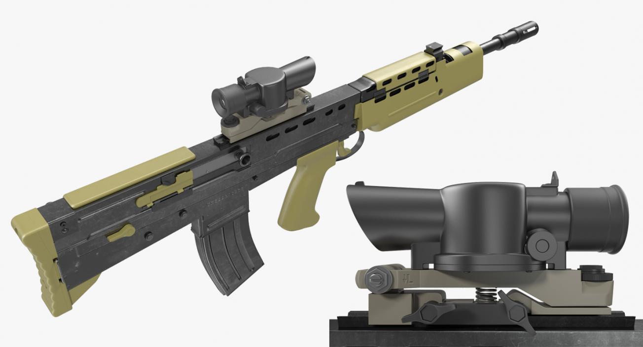 Assault Rifle L85A2 Scope Attached 3D model