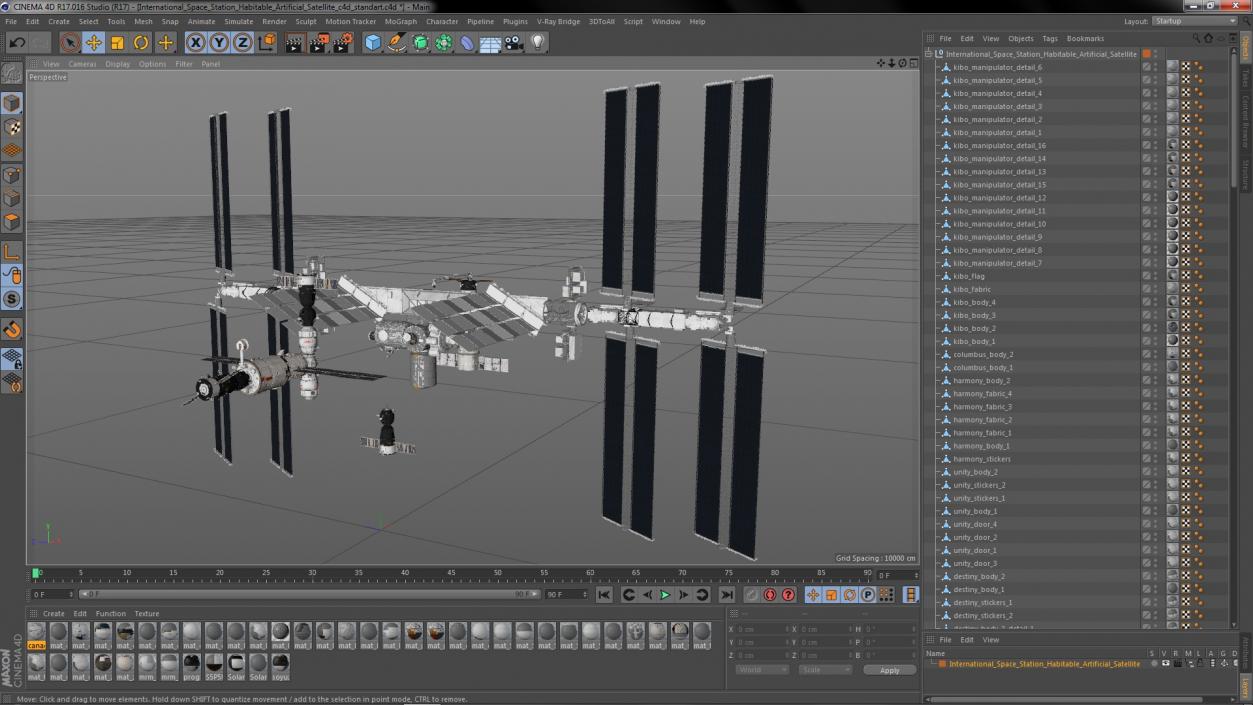 3D International Space Station Habitable Artificial Satellite model