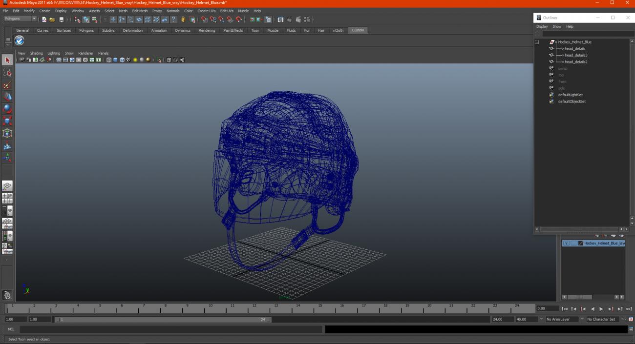 3D Hockey Helmet Blue model