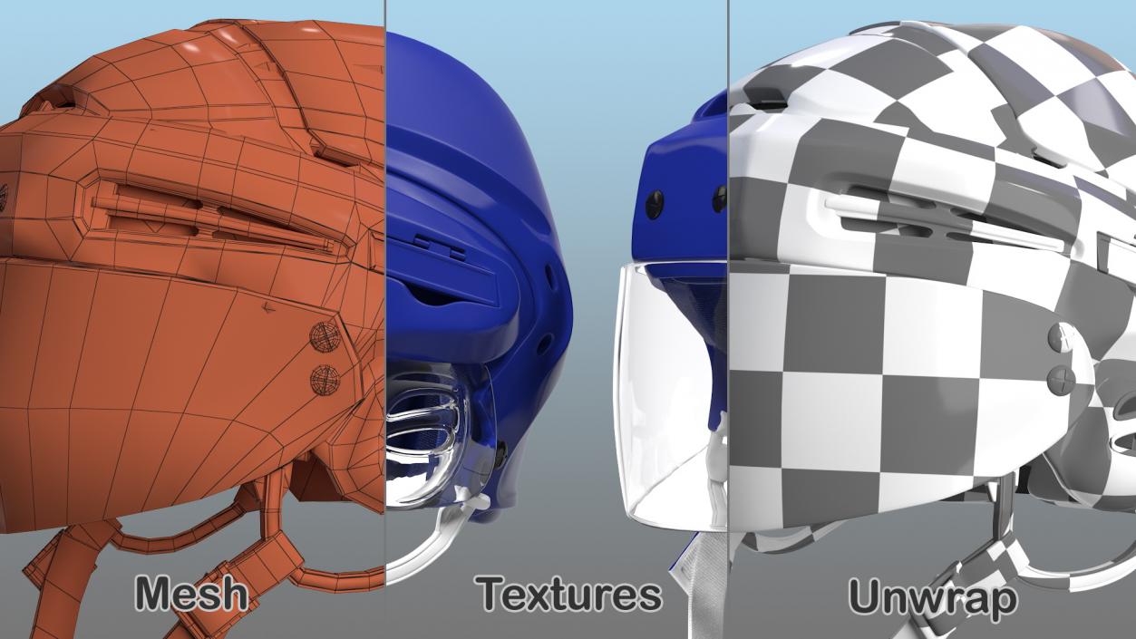 3D Hockey Helmet Blue model