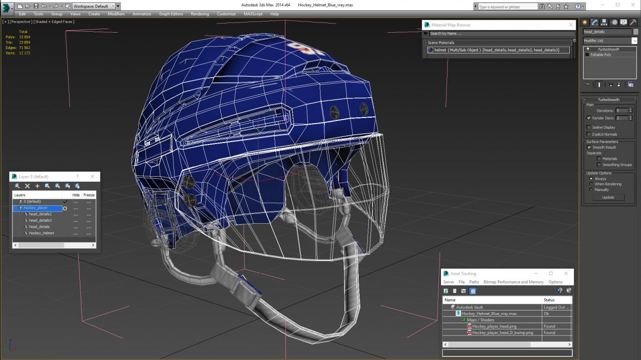 3D Hockey Helmet Blue model