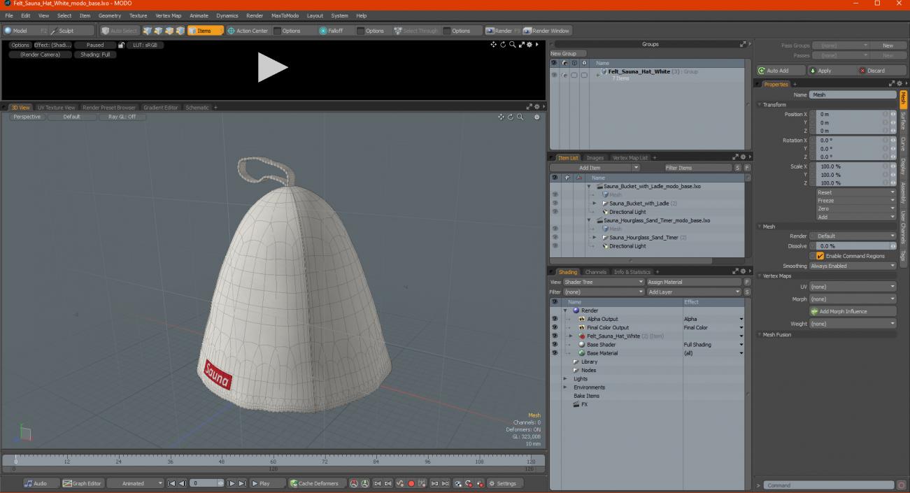 3D model Felt Sauna Hat White