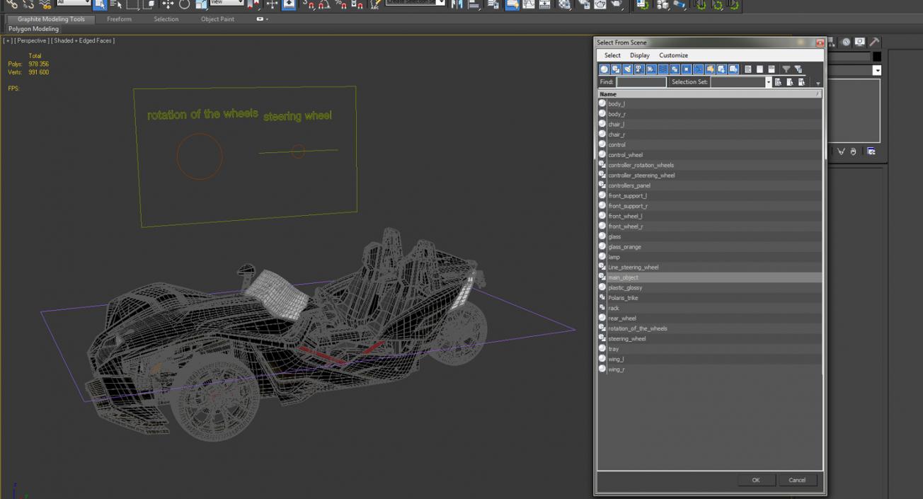 3D model Polaris Slingshot Trike Rigged