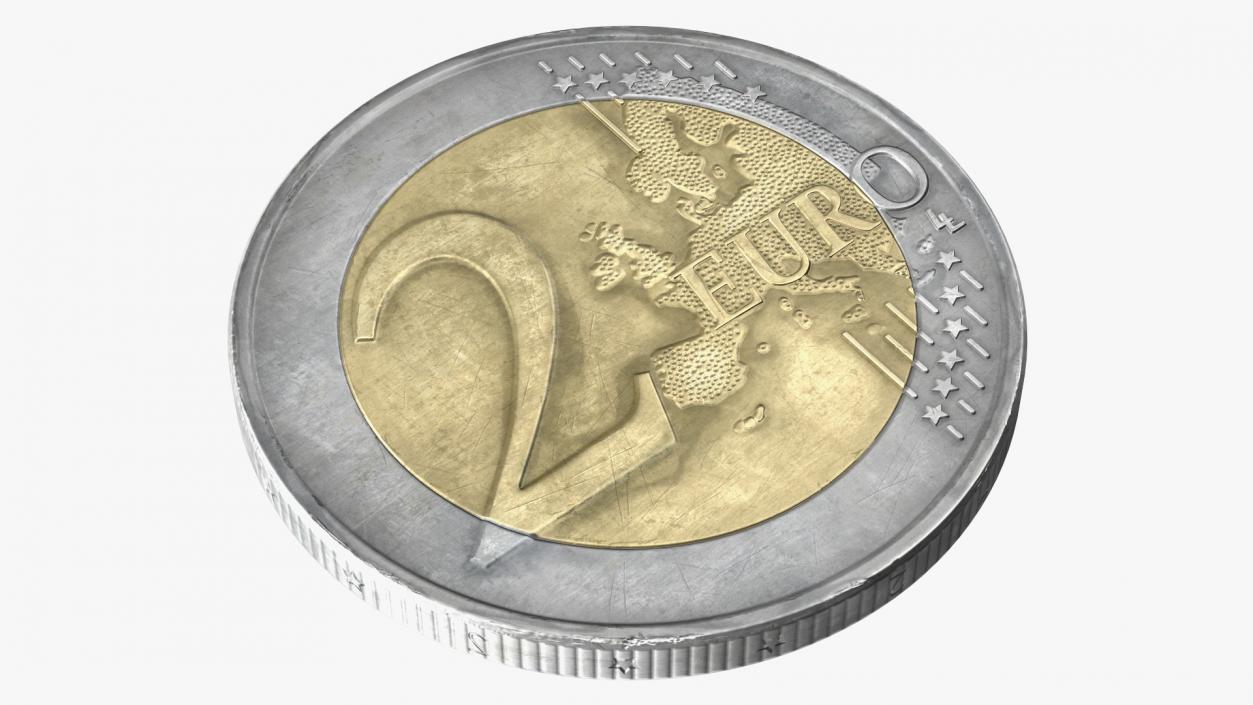 Spain 2 Euro Coin 3D