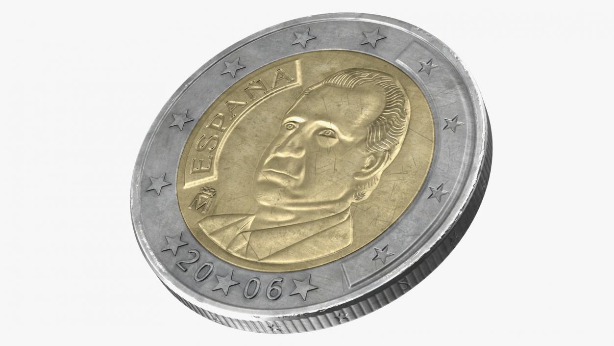 Spain 2 Euro Coin 3D