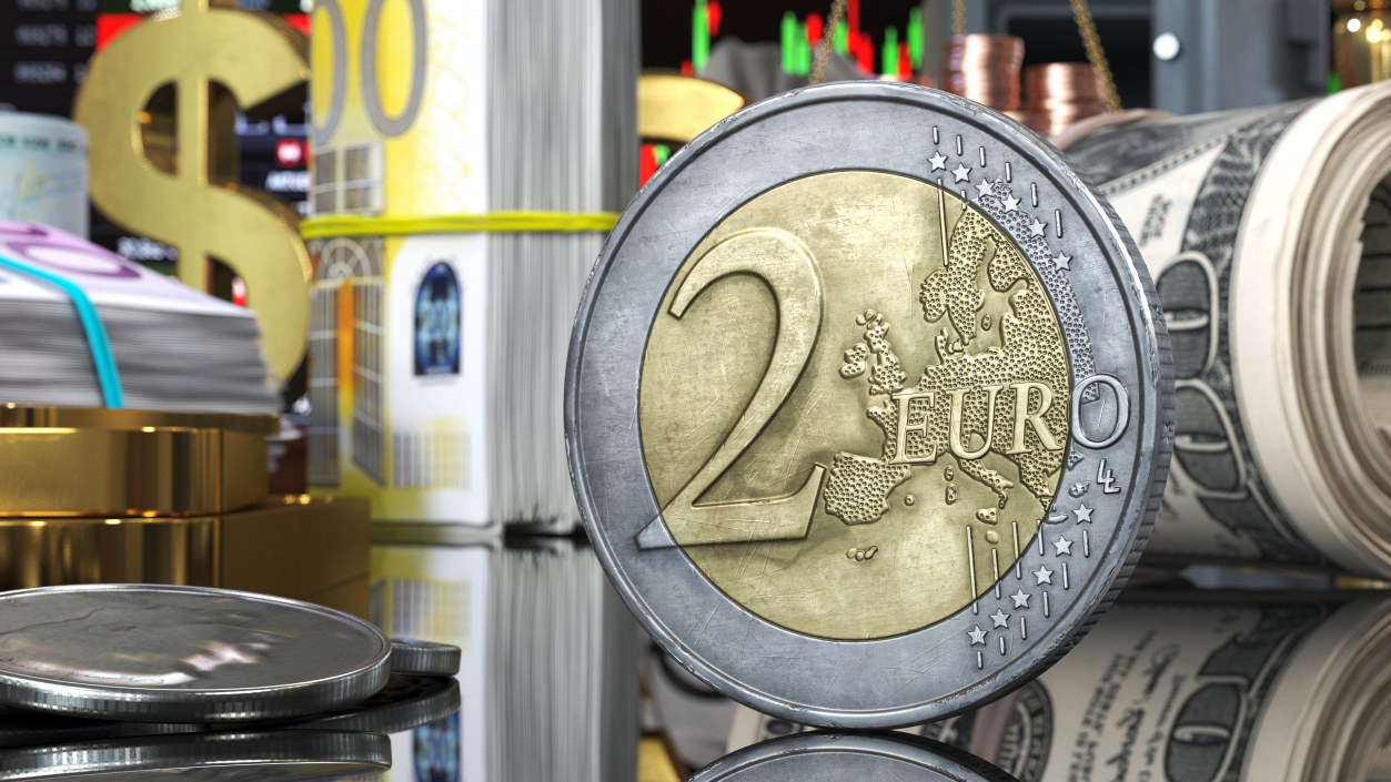 Spain 2 Euro Coin 3D