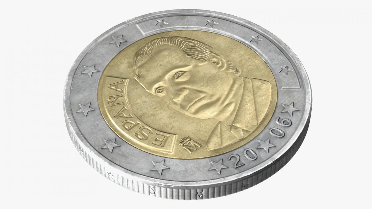 Spain 2 Euro Coin 3D