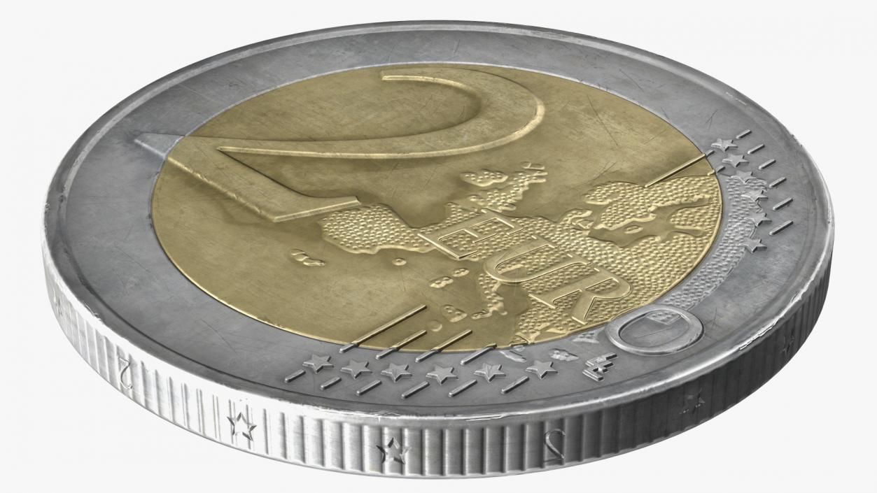 Spain 2 Euro Coin 3D