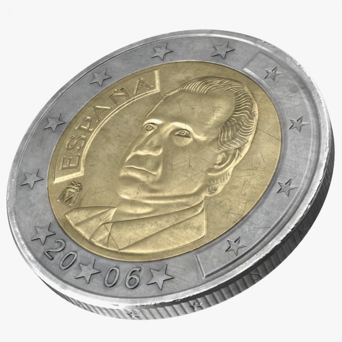 Spain 2 Euro Coin 3D