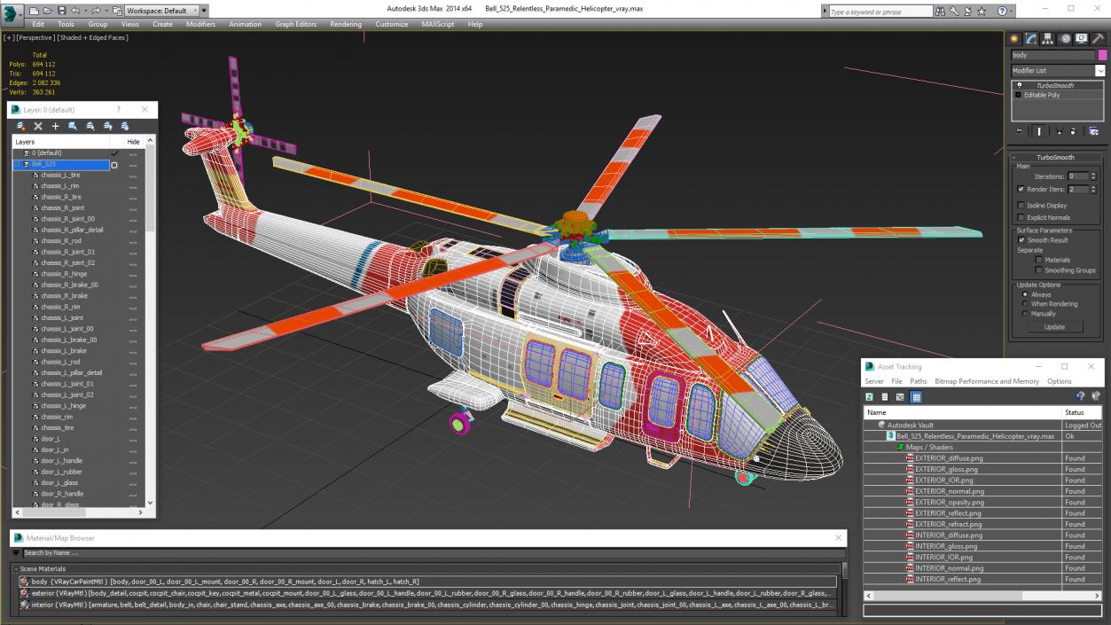 3D model Bell 525 Relentless Paramedic Helicopter