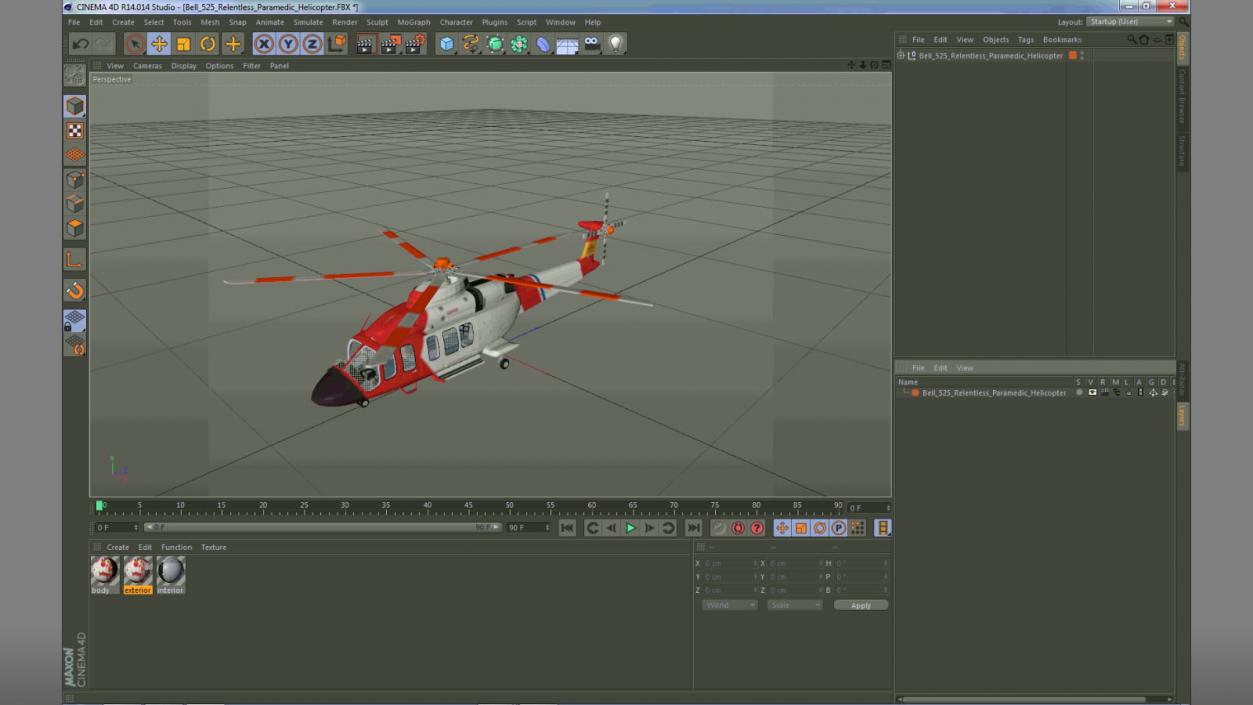 3D model Bell 525 Relentless Paramedic Helicopter