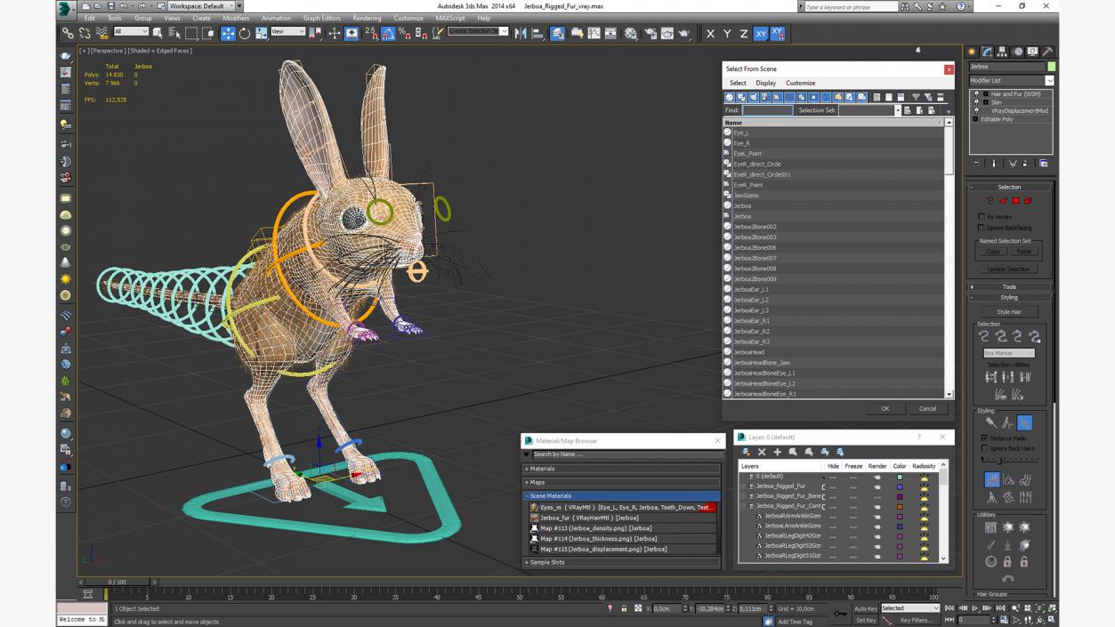 Jerboa Rigged Fur 3D