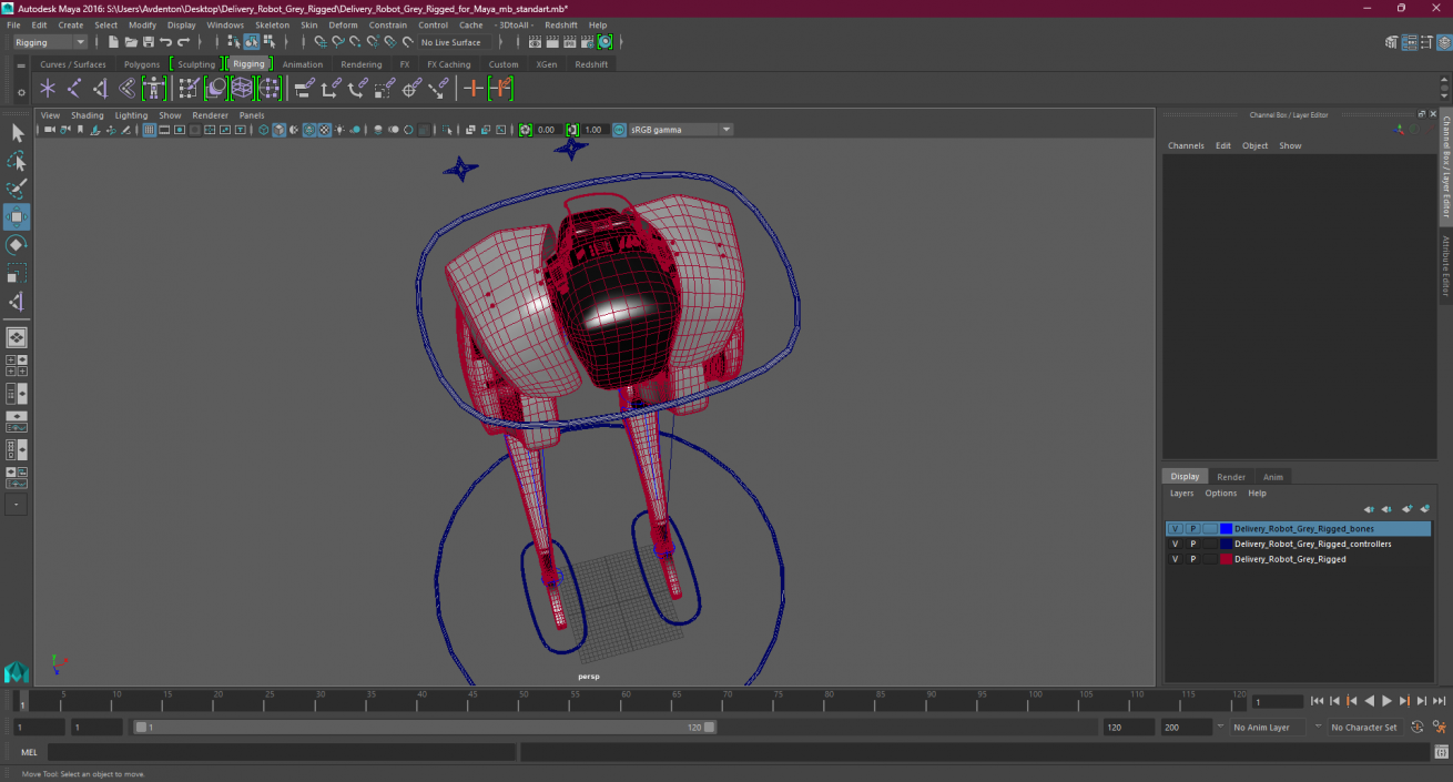 3D model Delivery Robot Grey Rigged for Maya