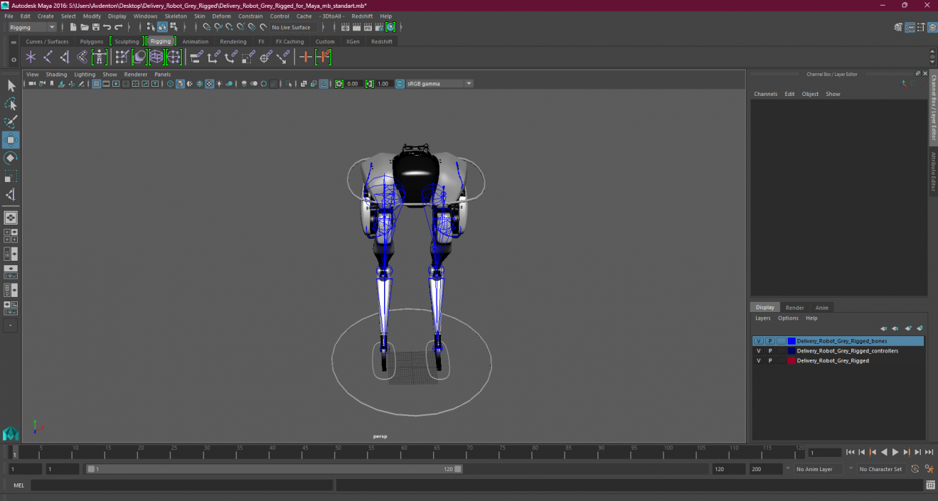 3D model Delivery Robot Grey Rigged for Maya