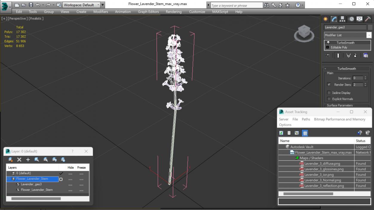 3D model Flower Lavender Stem