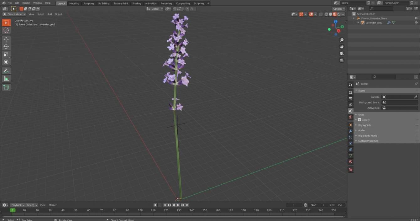 3D model Flower Lavender Stem