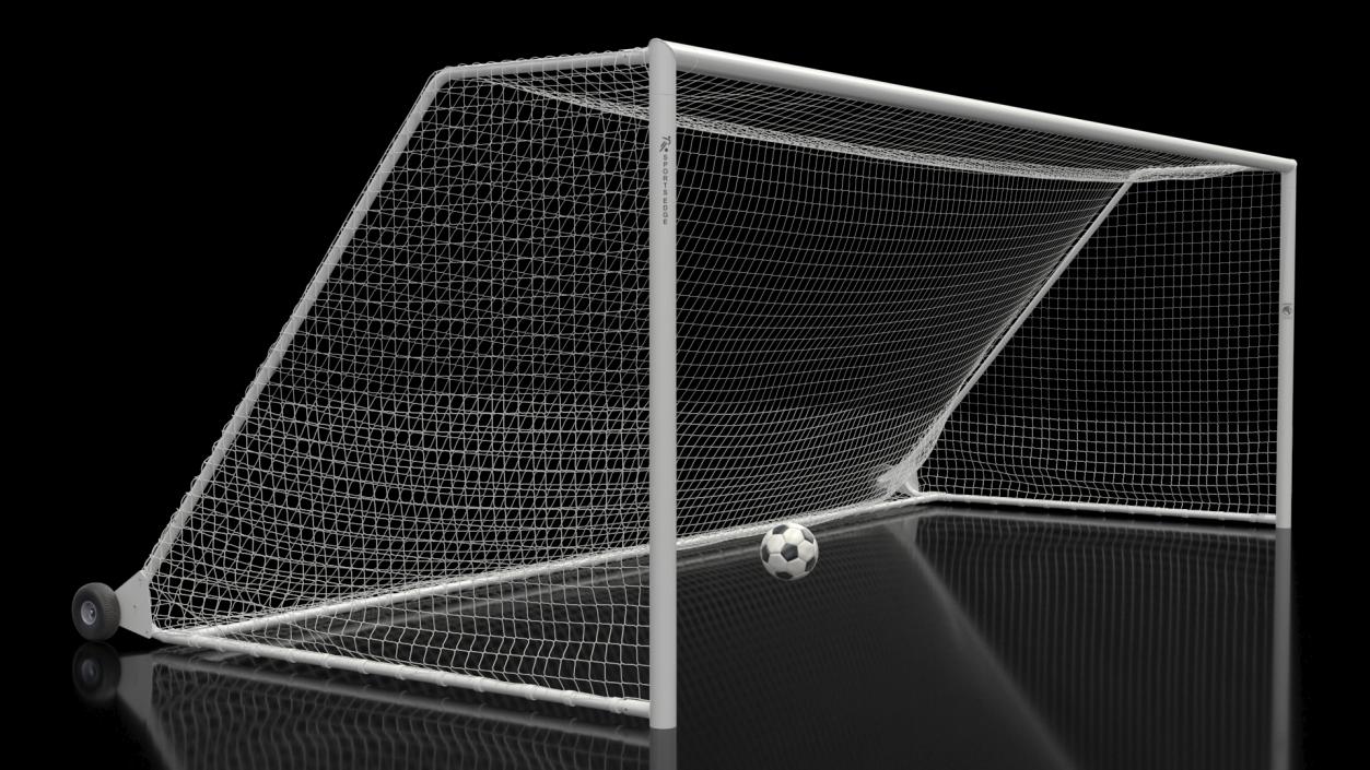 3D Animated Soccer Ball Flies into Goal Net Slowmotion